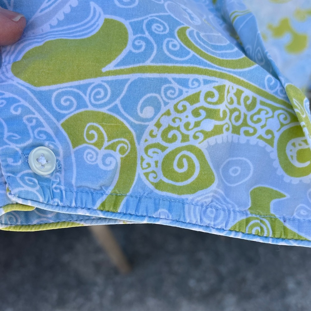 Pine Cone Hill Blue and Green Paisley Button Down Shirt - Picture 4 of 7